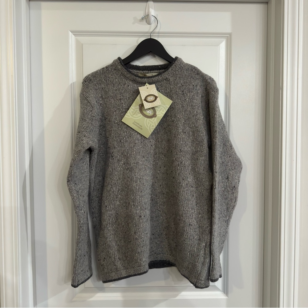 Aran Sweater Market Wool Cashmere Crewneck in Light Grey